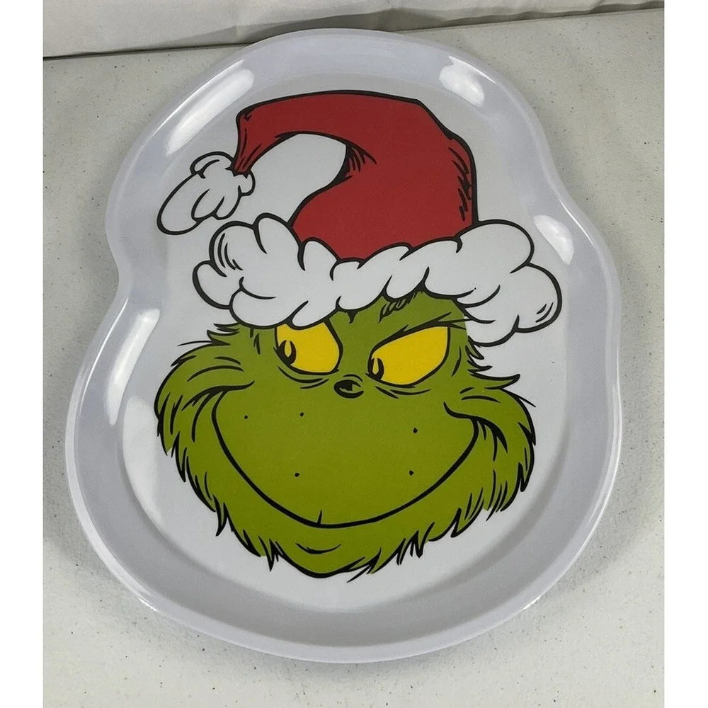 Dr. Seuss How The Grinch Stole Christmas Grinch Face Melamine Serving Tray/dish